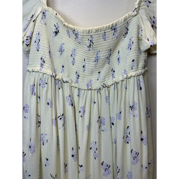 Aritzia Sundeh Women's Size Medium Yellow Floral Smocked Mini Dress - Picture 3 of 8